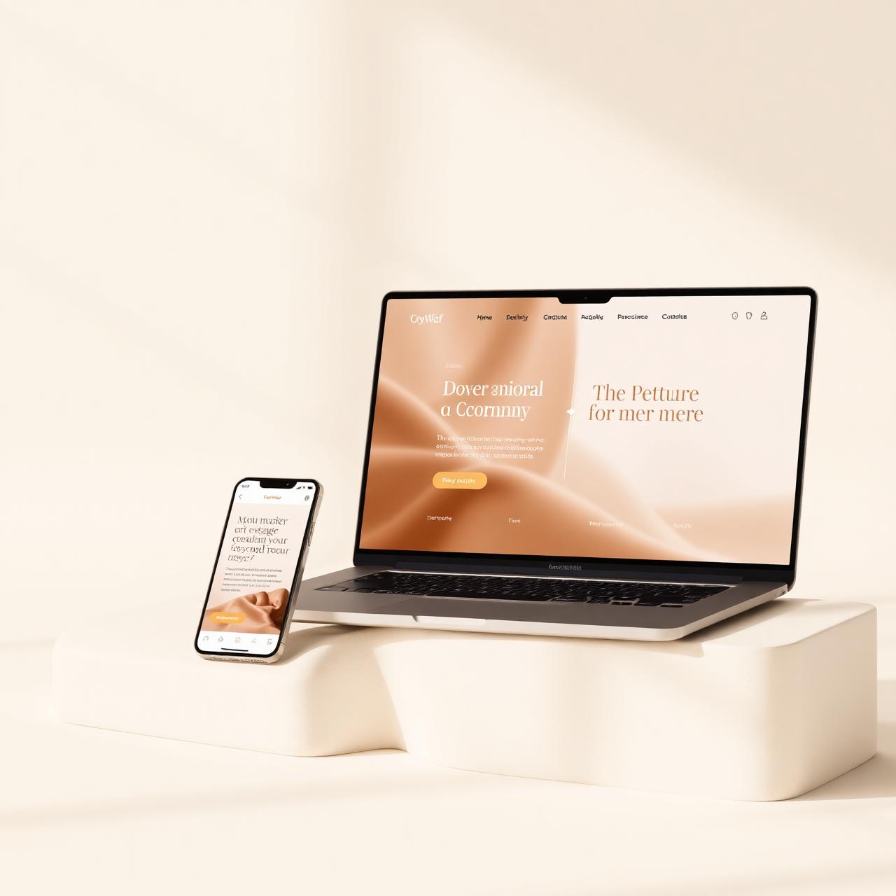 Modern luxury website mockup on laptop and phone